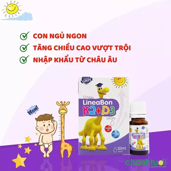 Bé uống vitamin D3 K2