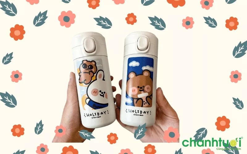 Bình giữ nhiệt hình thỏ gấu Holiday siêu cute 400ml