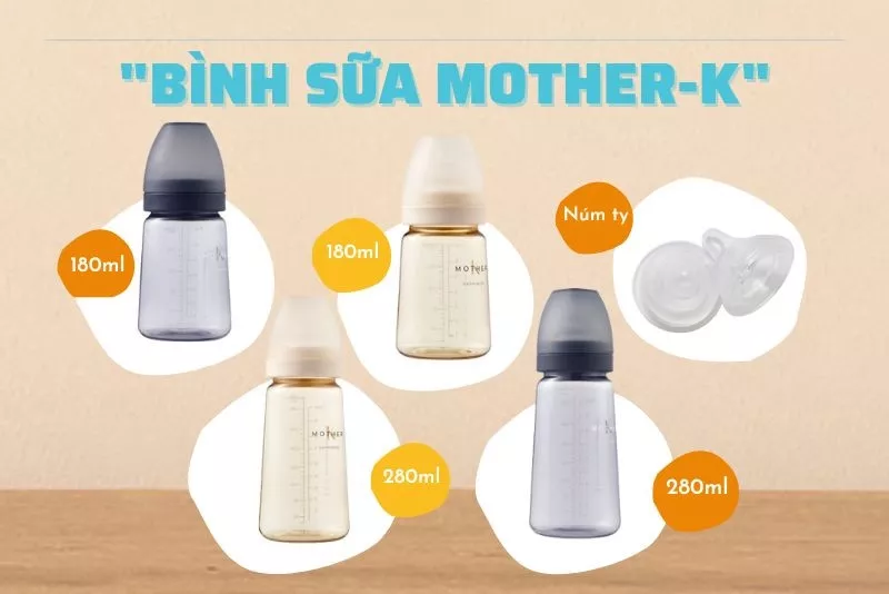 Bình sữa Mother-K PPSU Hàn Quốc chính hãng 180ml và 280ml cho bé