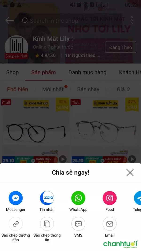 Cách copy link sản phẩm Shopee trên điện thoại