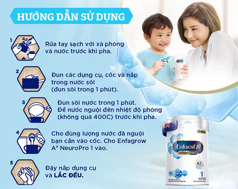 Cách pha sữa Enfamil A2