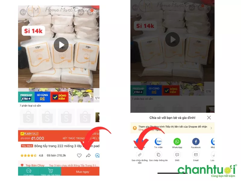 Cách sao chép link sản phẩm trên Shopee