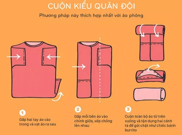 Cách xếp cuộn quần áo