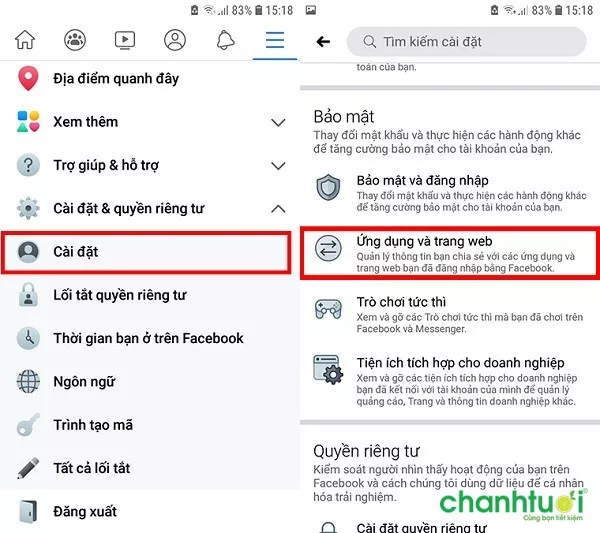 Cài đặt ứng dụng Facebook