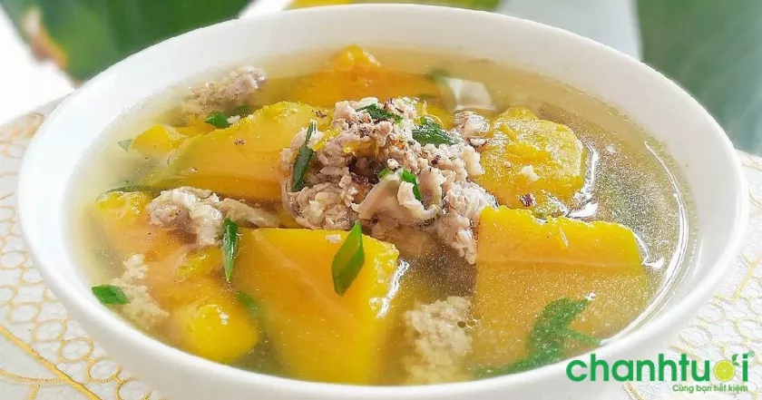 Canh bí đỏ thịt bằm