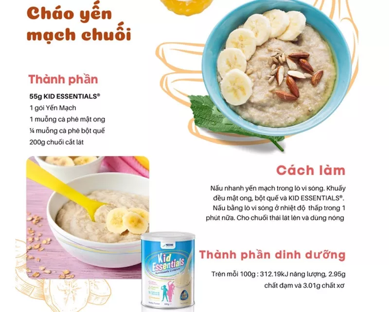 Cháo yến mạch chuối sữa Kid Essentials