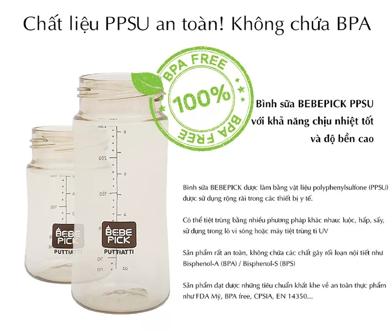 Chất liệu PPSU bình sữa Bebepick