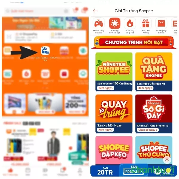 Chơi game trên Shopee