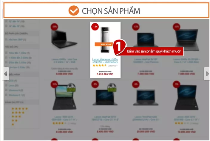 Chọn sản phẩm trên Lazada