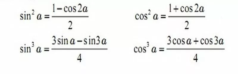  Công thức hạ bậc 