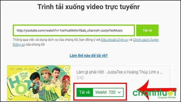 Dán liên kết trên Savefrom.net