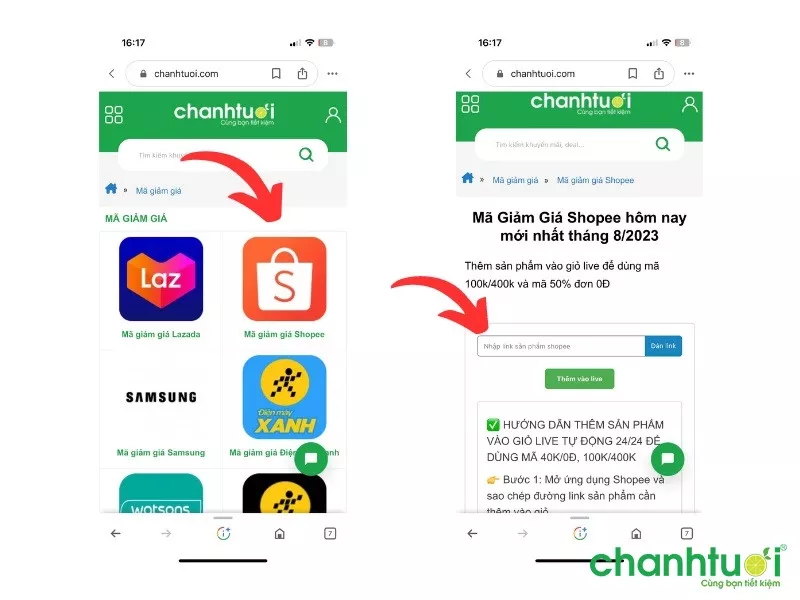 Dán link sản phẩm vào công cụ hỗ trợ gắn tag Shopee Live