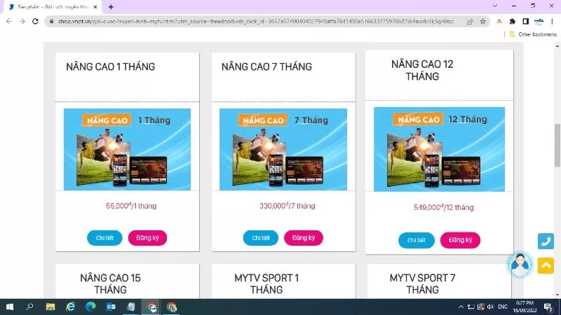 Đăng ký MyTV trên website