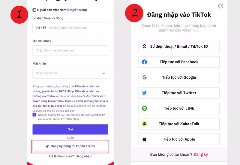 Đăng ký TikTok Shop trên điện thoại