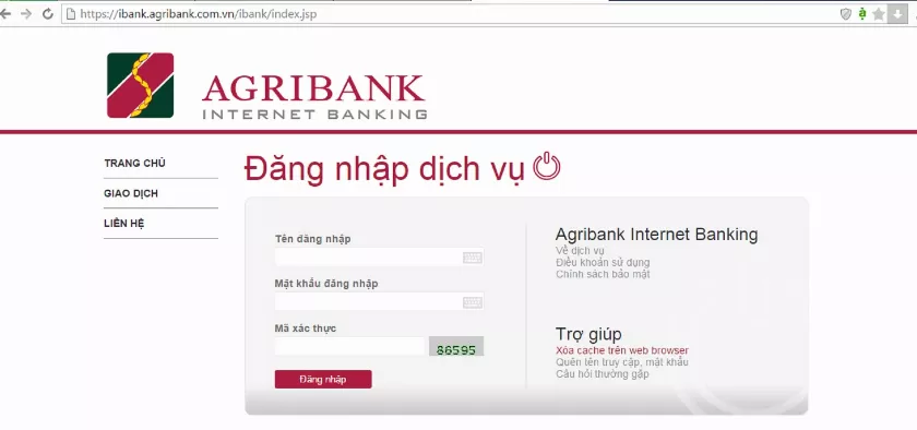 Đăng nhập Agribank E-banking