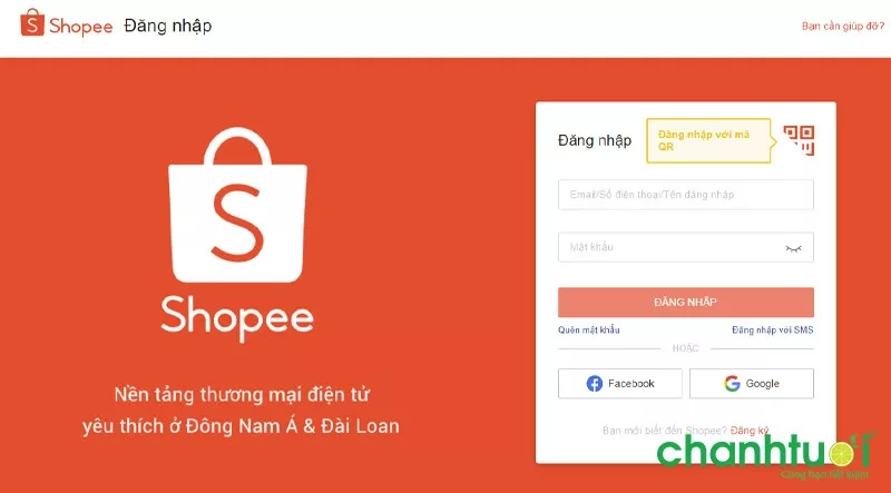 Đăng nhập tài khoản Shopee trên nền tảng website