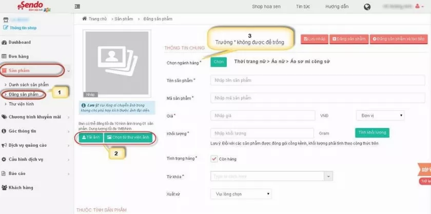 Đăng sản phẩm trên Sendo