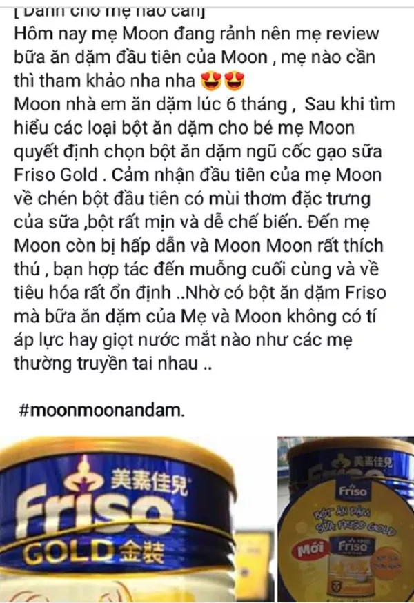 Đánh giá bột ăn dặm Friso