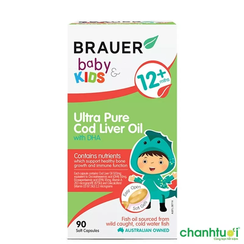 DHA Brauer dạng viên nang cho trẻ 12 tháng tuổi trở lên