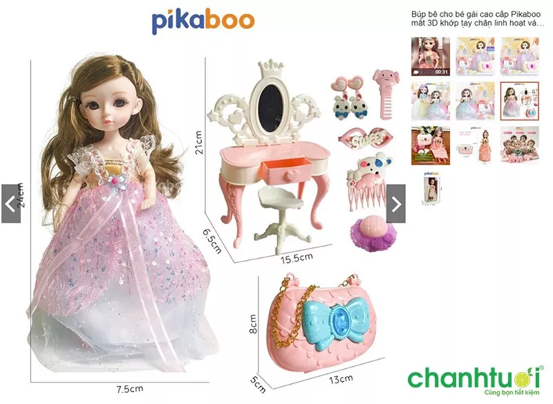 Đồ chơi búp bê Pikaboo cho bé gái 3-4 tuổi