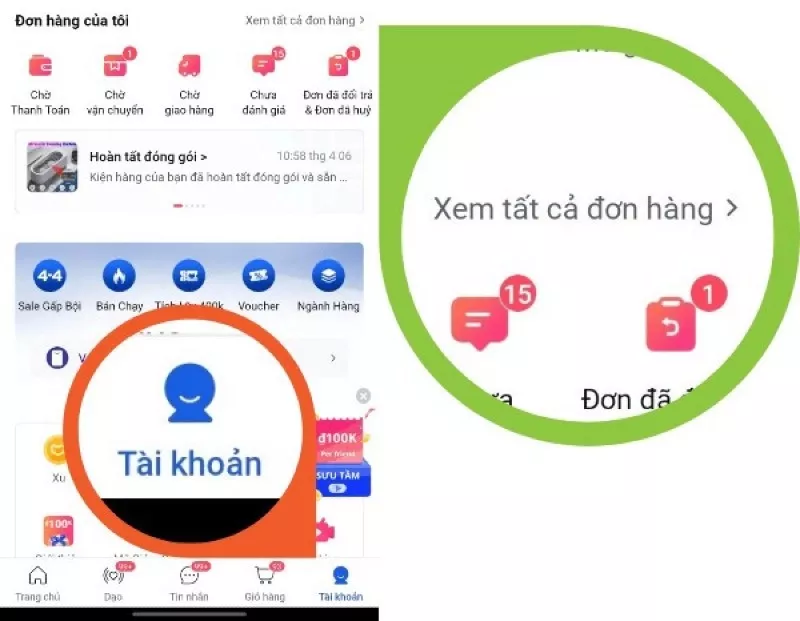 Giao diện check đơn trên điện thoại