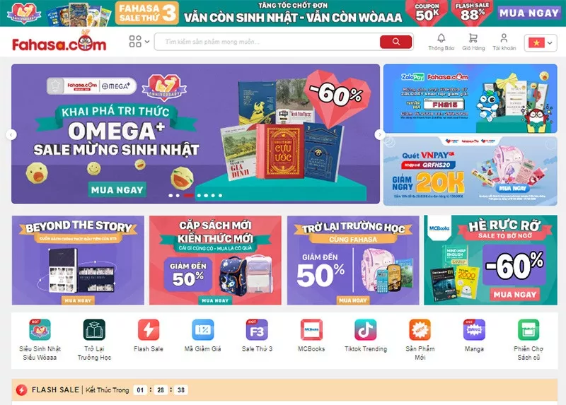 Giao diện Fahasa.com