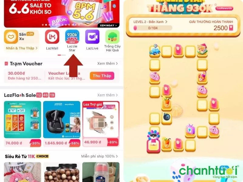 Giao diện truy cập vào game Lazzie Star