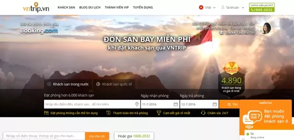 Giao diện Website VNTrip