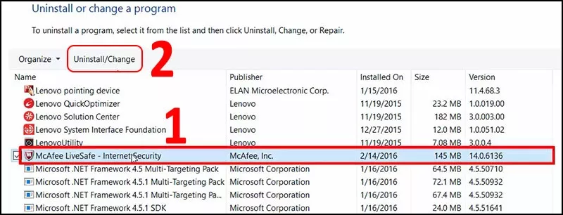 Gỡ cài đặt McAfee trên Windows