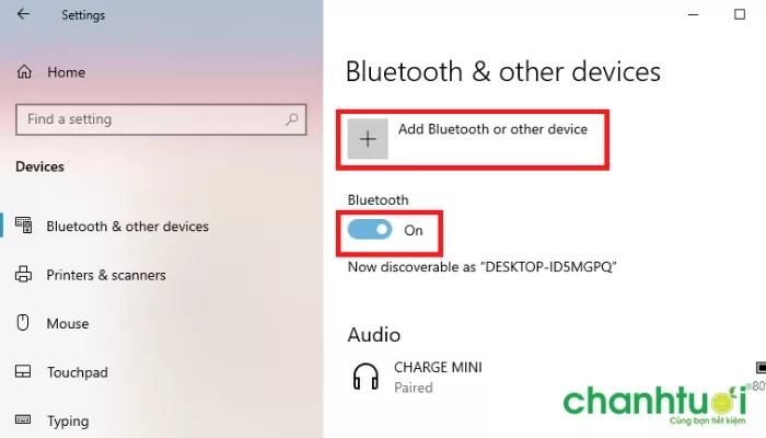 Hình ảnh minh họa bật Bluetooth trên laptop trong phần cài đặt