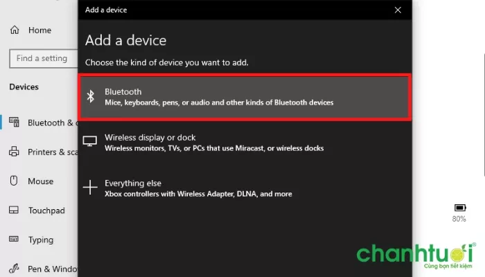 Hình ảnh minh họa cửa sổ thêm thiết bị Bluetooth trên laptop