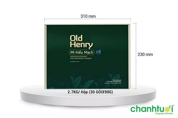 Hình thức đóng gói mì kiều mạch Old Henry