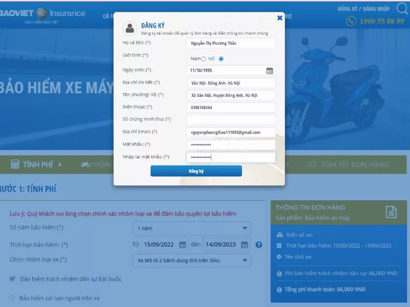 Hướng dẫn mua bảo hiểm xe máy online