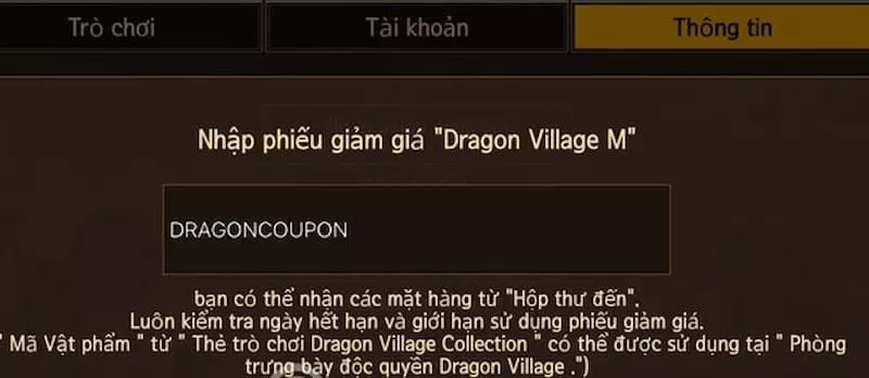 Hướng dẫn nhập code Dragon Village M