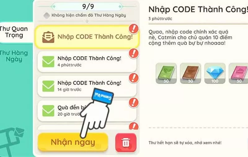 Hướng dẫn nhập code Hello Cafe