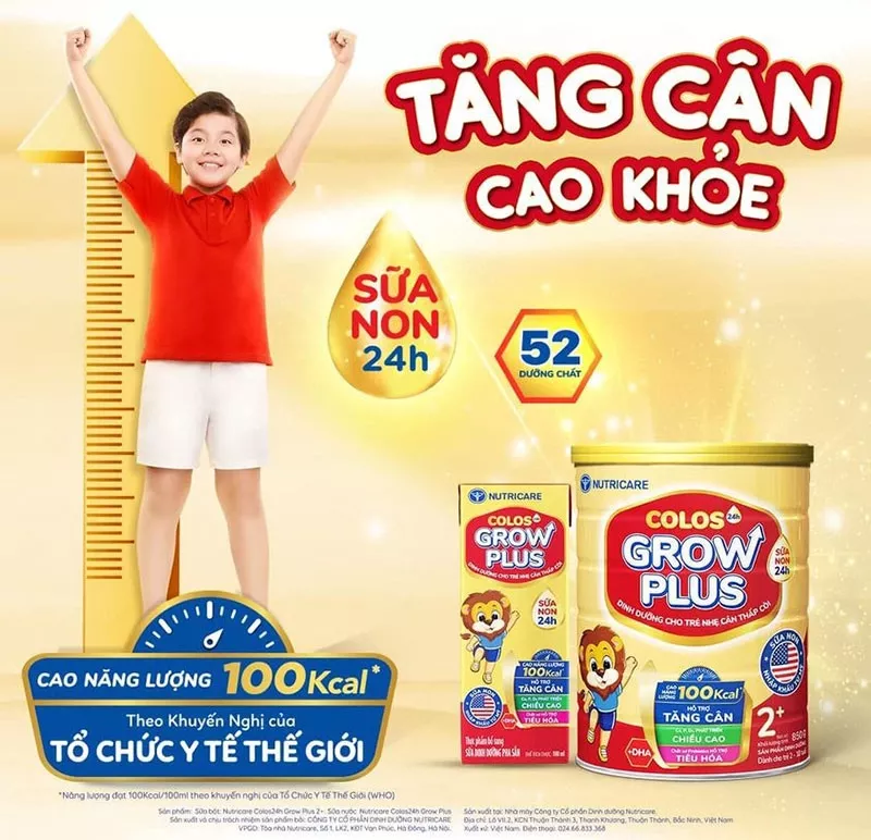 hương hiệu sữa Việt Nam Nutricare Colos24h Grow Plus