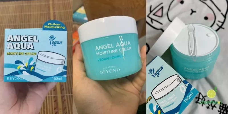 Kem Dưỡng Ẩm Beyond Angel Aqua: Thiết kế đơn giản, kèm thìa lấy kem