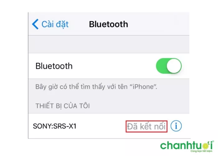 Kết nối Bluetooth thành công trên Iphone