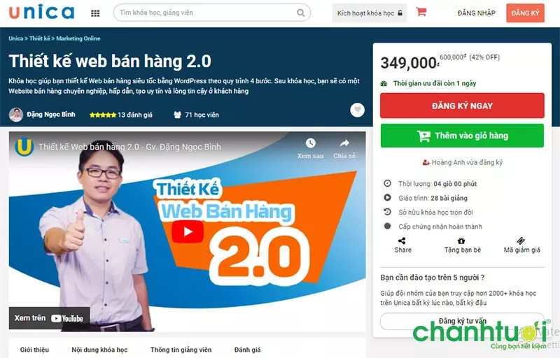 Khóa học thiết kế web bán hàng 2.0