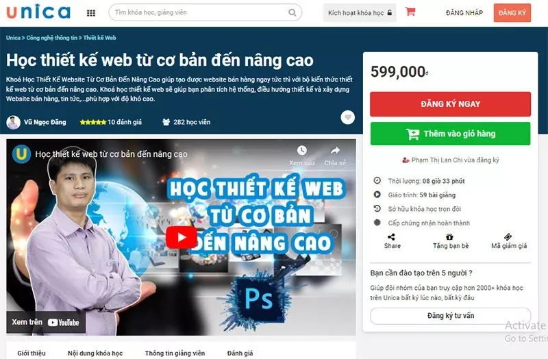 Khóa học thiết kế web từ cơ bản đến nâng cao