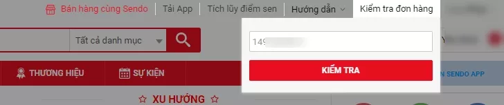 Kiểm tra đơn hàng Sendo