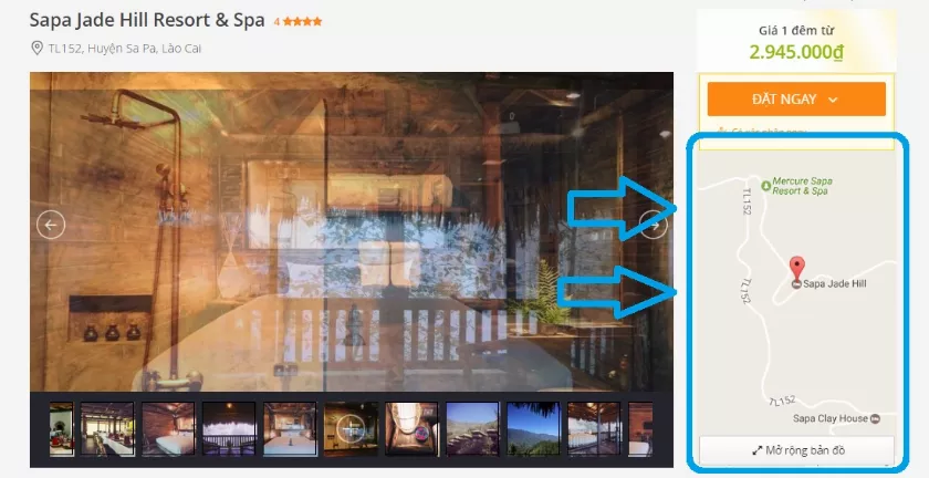 Kiểm tra vị trí khách sạn trên bản đồ.
