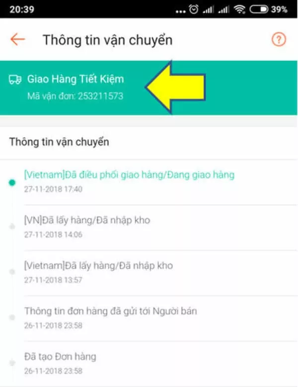 Lấy mã vận đơn