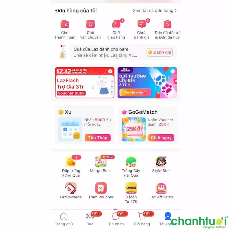 Lịch sử đơn hàng Lazada