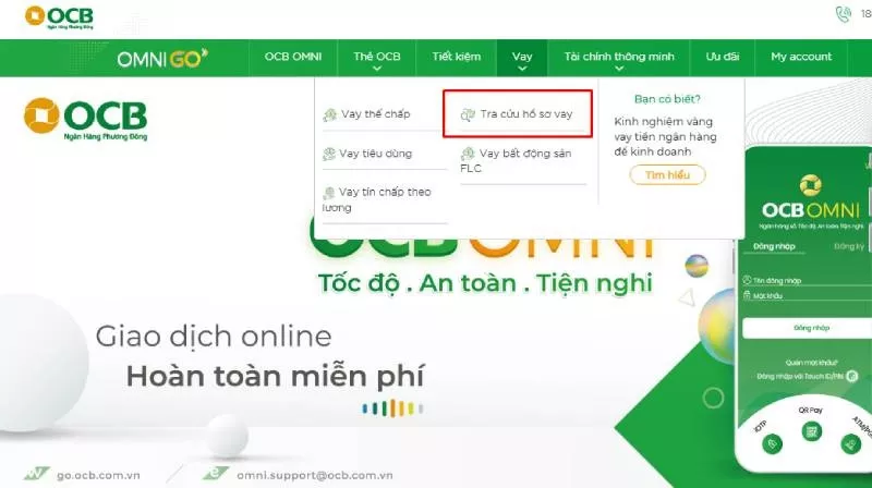 Liên hệ qua Website ngân hàng OCB