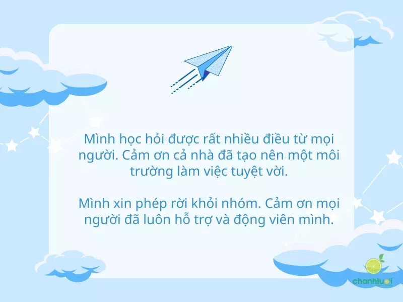 Lời chia tay khi rời nhóm chat