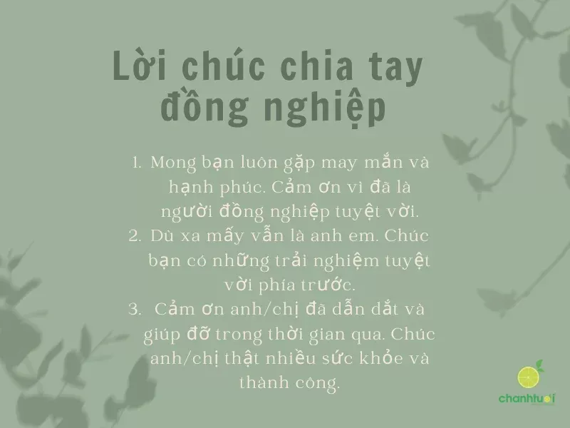 Lời chúc chia tay đồng nghiệp ngắn gọn