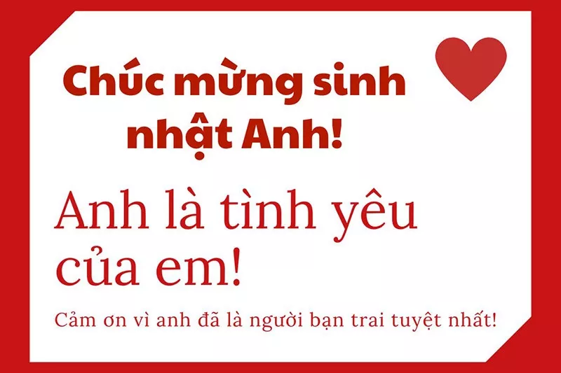 Lời chúc sinh nhật người yêu ngắn gọn