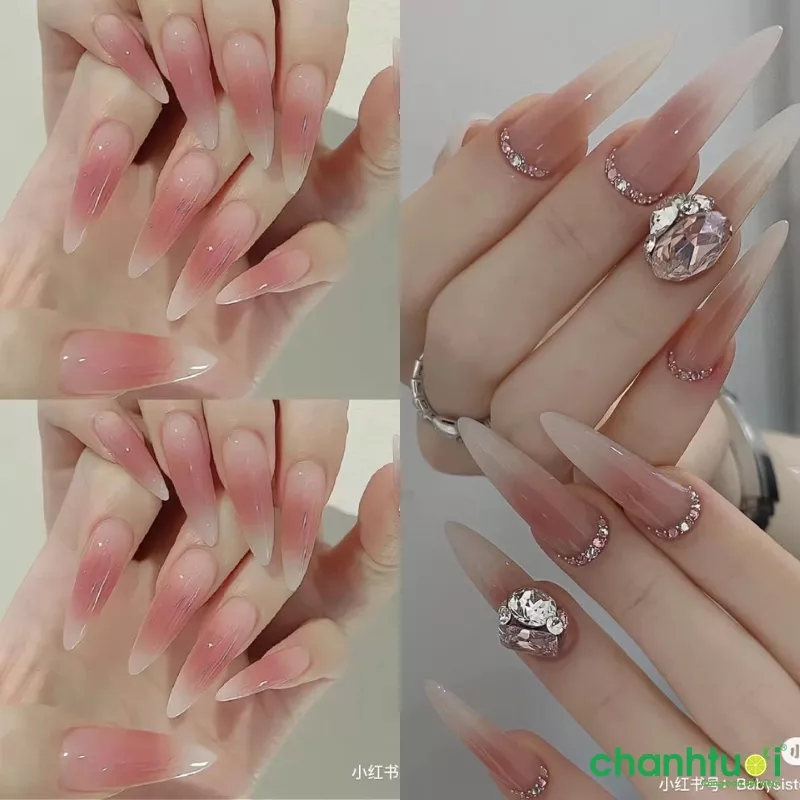 Mẫu nail móng nhọn đẹp sơn gel