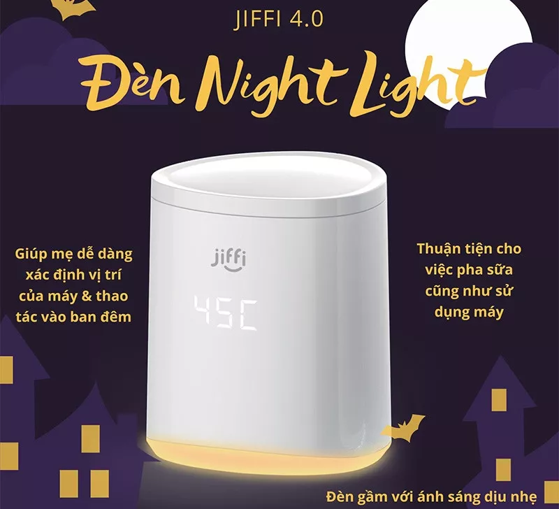 Máy hâm sữa 4.0 JIFFI tích hợp đèn LED tiện lợi